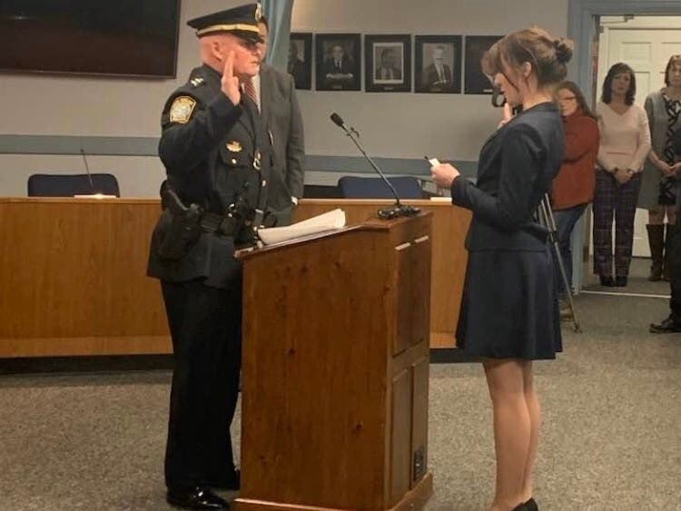Sheehan was sworn in Monday as South Portland, Maine police chief.
