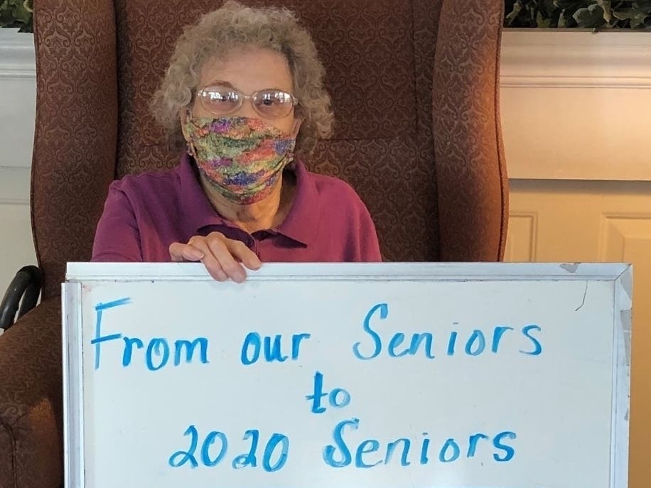 New Horizons resident Margaret Franklin encouraged graduates to "consider what you want for the future, and aim for it."