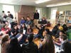 Sophomores, juniors, and seniors compete in the music trivia game. 