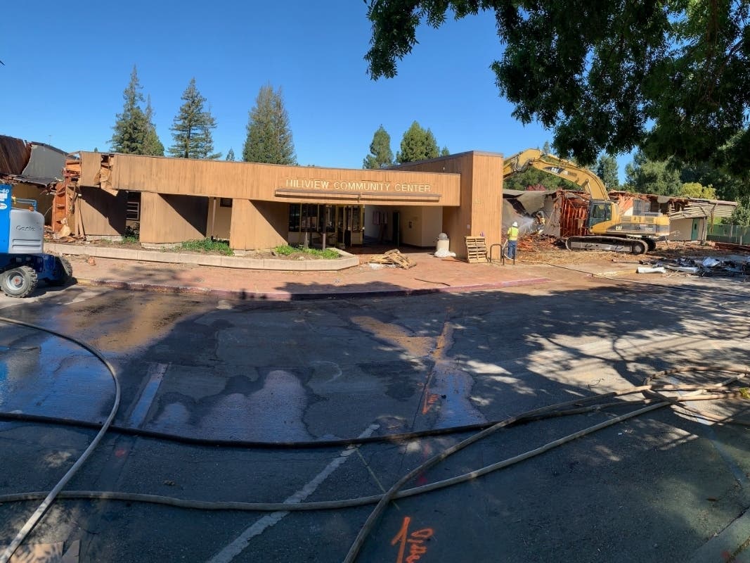 Patch reader Shelly Bowers submitted this photo​ of the demolition of the former Hillview Community Center, set to be replaced by a new, $38 million facility in the same location.