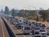 Traffic is backed up heading South on Highway 101 during mandatory evacuations due to predicted danger from the Kincade Fire, in Windsor, Calif., on Saturday, Oct. 26, 2019.