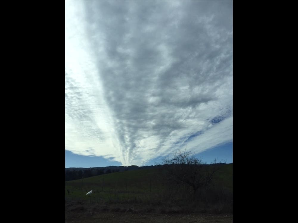 Patch reader Tess Camilleri​ shared this photo taken recently showing an unusual cloud formation spotted while driving south on Highway 280 in Palo Alto on Super Bowl Sunday, Feb. 2.​