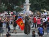 A crowd is gathered at Cesar Chavez Plaza during a protest against police violence in Sacramento, June 1, 2020.