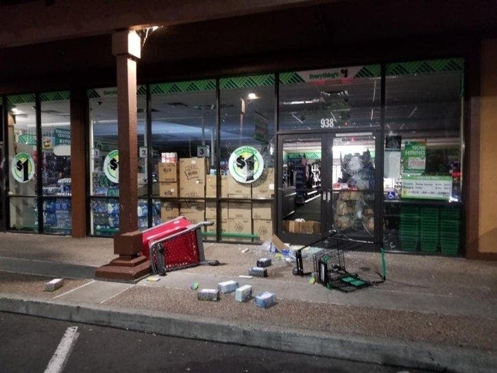 Vallejo police supplied this photo showing vandalism and looting took place at a Dollar Tree store Saturday night.