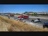 The four-vehicle crash was reported at 1:49 p.m., according to preliminary California Highway Patrol logs. All lanes were blocked as of 1:50 p.m., with one car on its roof​ in the slow lane.