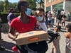 Exonerated Five Member Korey Wise helped give away school supplies and backpacks in Schomburg Plaza on Thursday, Aug. 20, 2020.