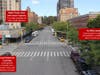The Department of Transportation showed renderings at Tuesday's Community Board 11 transportation committee meeting, showing its planned redesign of Fifth Avenue between 110th and 120th streets.