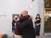 Recipient Scott Cohen and donor Abbie Park hug as they meet for the first time Tuesday at the New York Blood Center on East 67th Street.