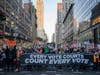 Protesters in the "Count Every Vote" rally march downtown through Manhattan on Nov. 4, 2020.