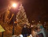 The St. Nicholas Park Christmas tree, pictured last year. This year won't feature an ornament-making event, but neighbors are still invited to bring their own.