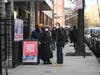 People line up outside before the opening of a New York State Covid-19 Vaccination Site at the Abyssinian Baptist Church in Harlem.