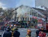 The fire was first reported around 8:27 a.m. at 1576 Second Ave., a four-story building on the corner of East 82nd Street that houses Fresh Bites & Juice Bar on the ground floor.