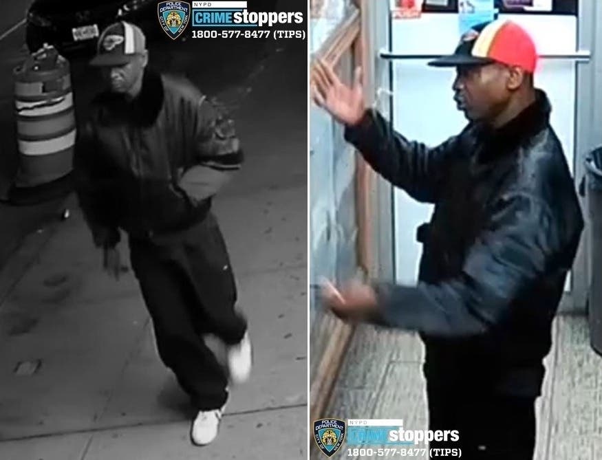 Authorities released new surveillance images on Monday that showed the suspect, identified as a dark-skinned man who was wearing a black jacket, black pants, white sneakers and a baseball cap when he committed the assault Friday night.