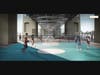 A rendering of the basketball courts under the RFK Bridge inside the planned Harlem River waterfront park.