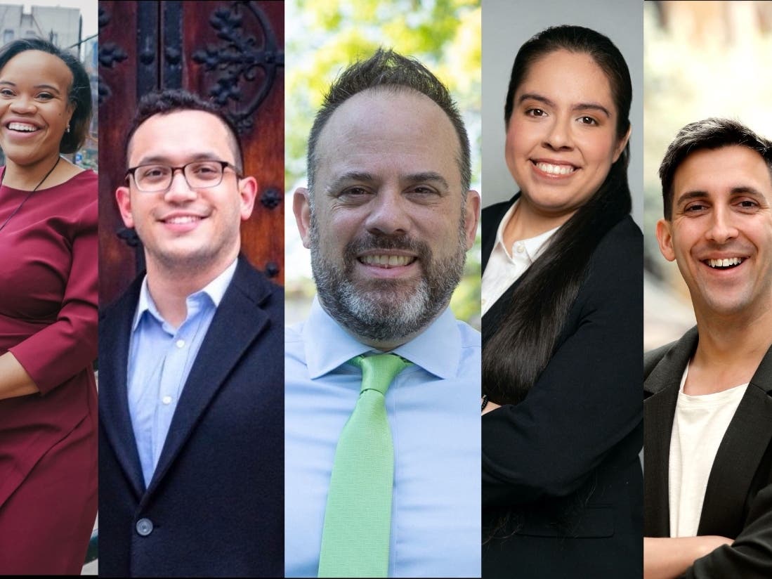 Five candidates for Upper Manhattan's City Council District 7 responded to our neighborhood questions — from left: Stacy Lynch, Shaun Abreu, Dan Cohen, Maria Ordoñez, Marti Allen-Cummings.