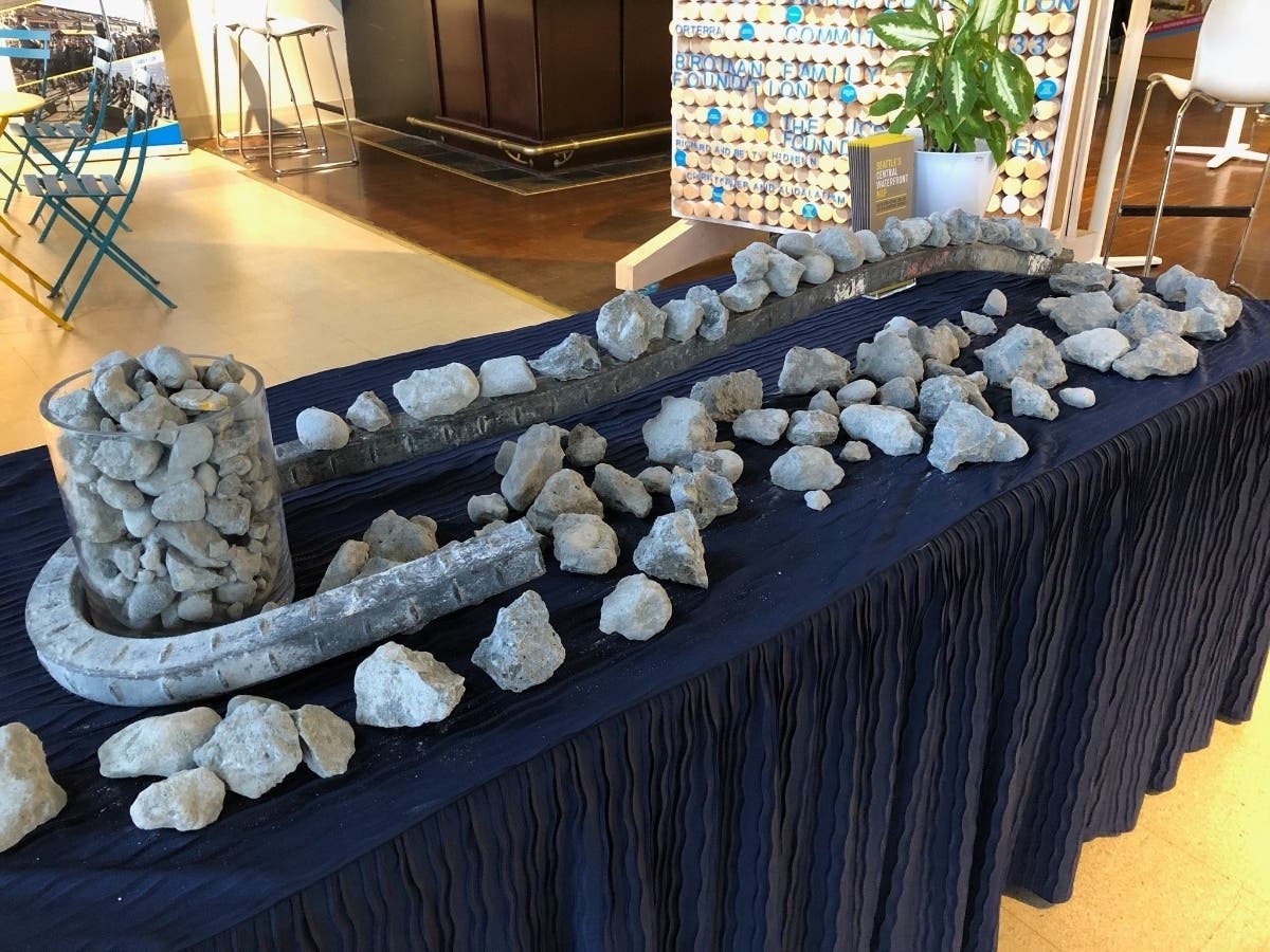 Those interested in claiming a little Seattle history can get free pieces of the viaduct along the waterfront.