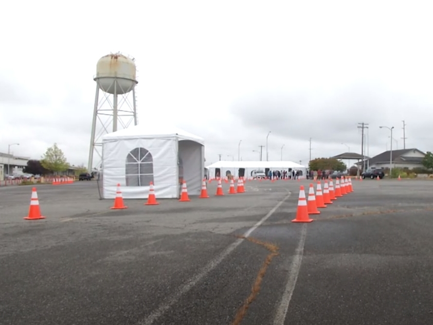 One of the new testing sites was constructed in a large parking lot near the city of Auburn's General Services Administration.
