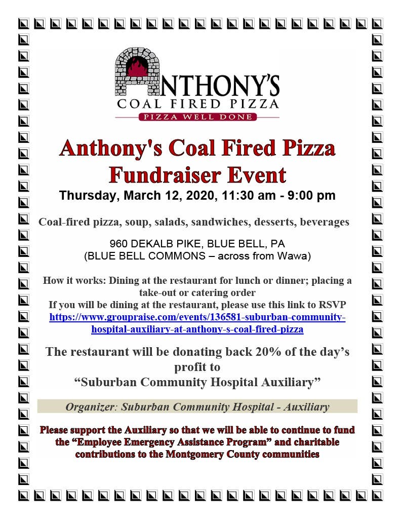 Mar 12 | Anthony's Coal Fired Pizza Fundraising Event. | Norristown, PA ...