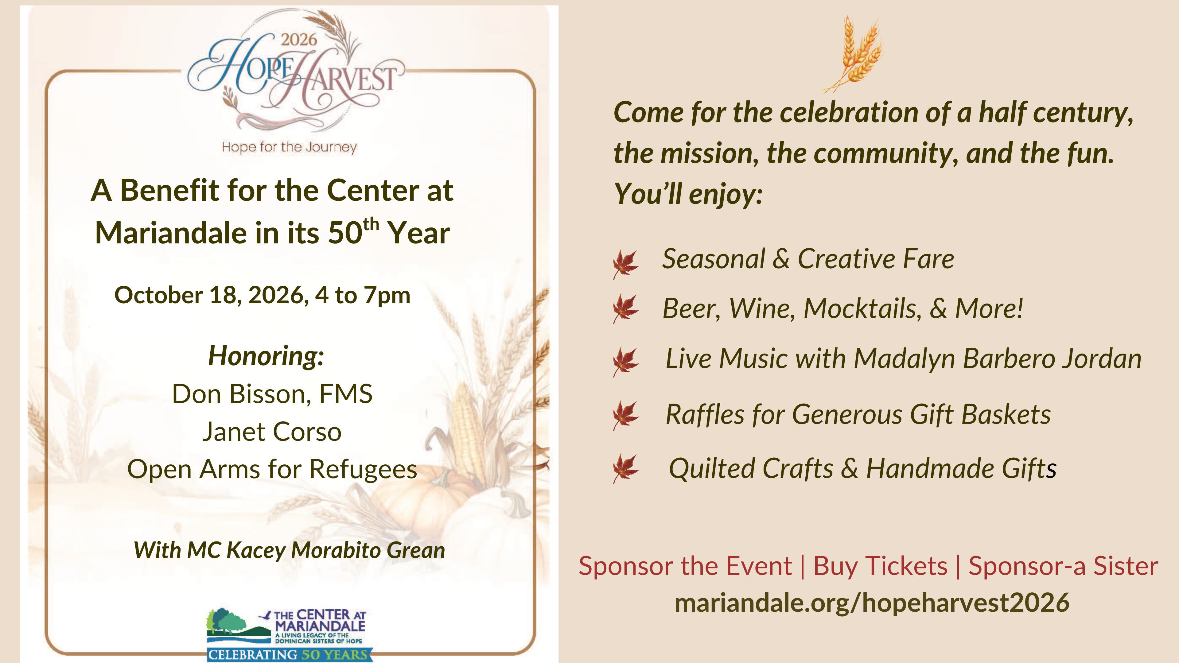 2026 Hope Harvest: Hope for the Journey