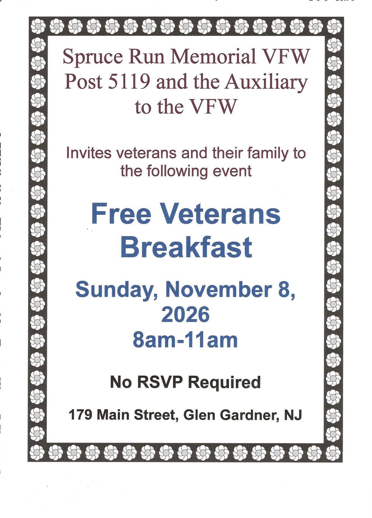Free Breakfast for Veterans and Their Families