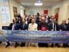 From left, UN Ambassador Gheilani of GCC (Vienna); UN Ambassador Bucheeri of Bahrain (Vienna); Dr. Hong, president of FOWPAL; Bishop Camillo Ballin; UN Ambassador Assaf of Lebanon (Vienna), and UN Ambassador Koubaa of the League of Arab States (Vienna). 