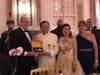 Dr. Hong, Tao-Tze, president of FOWPAL, second from left, presents the "Key to the Heart" to Prince Albert II of Monaco, first from left. This key symbolizes that conscience is the key to unlock a brighter future for the world. 