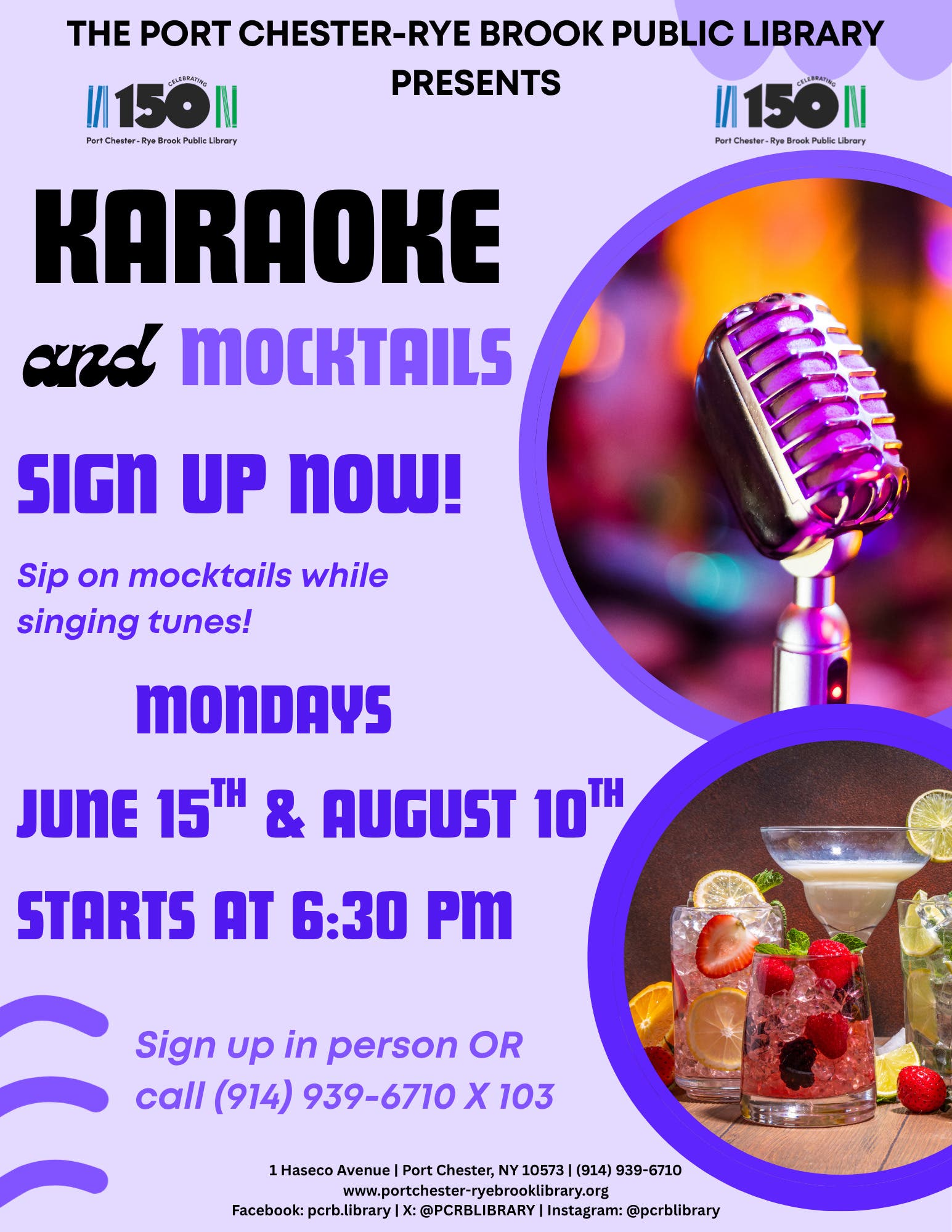 Sing, Sip, and Shine at the Port Chester-Rye Brook Public Library!