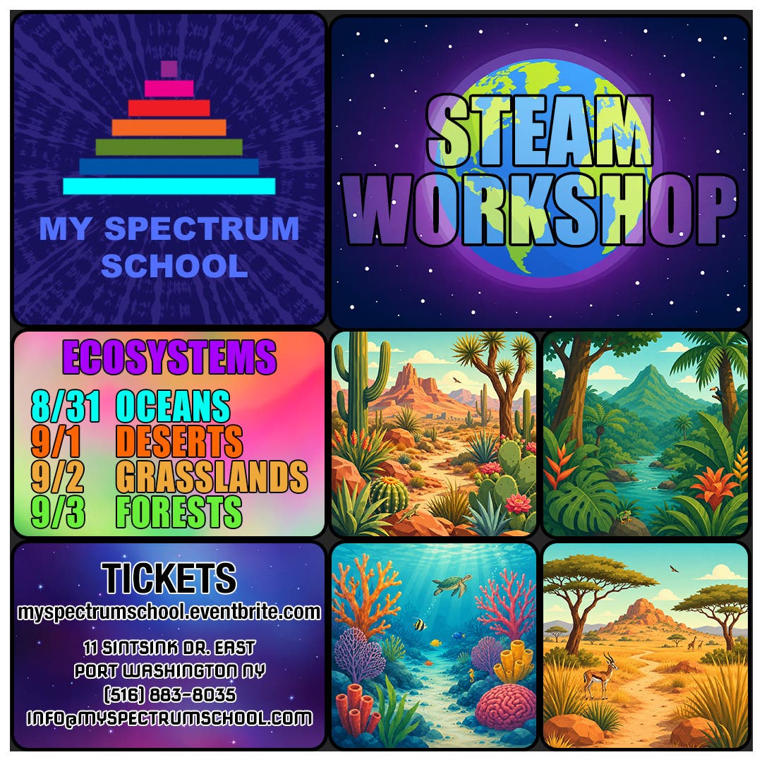 KIDS ECOSYSTEMS WORKSHOPS.  8/31,9/1, 9/2, 9/3. 9:00-1:00 or 10:00-1:00