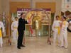 Marinko Čavara, deputy speaker of the House of Representatives of the Parliamentary Assembly of Bosnia and Herzegovina, center, rings the Bell of World Peace and Love.