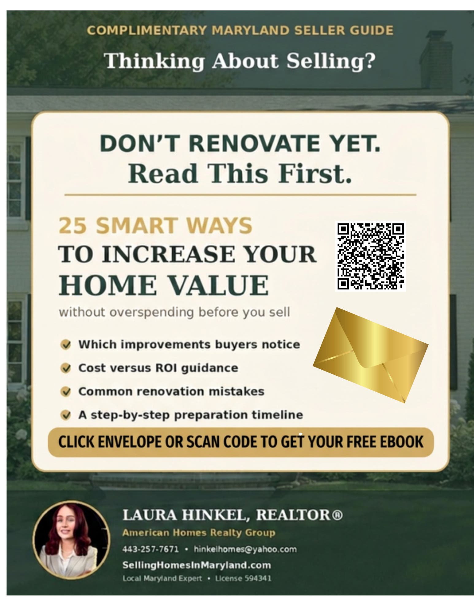 FREE E-BOOK-"25 Smart Ways to Increase You Home Value before Selling"....Link to E-Book: https://for