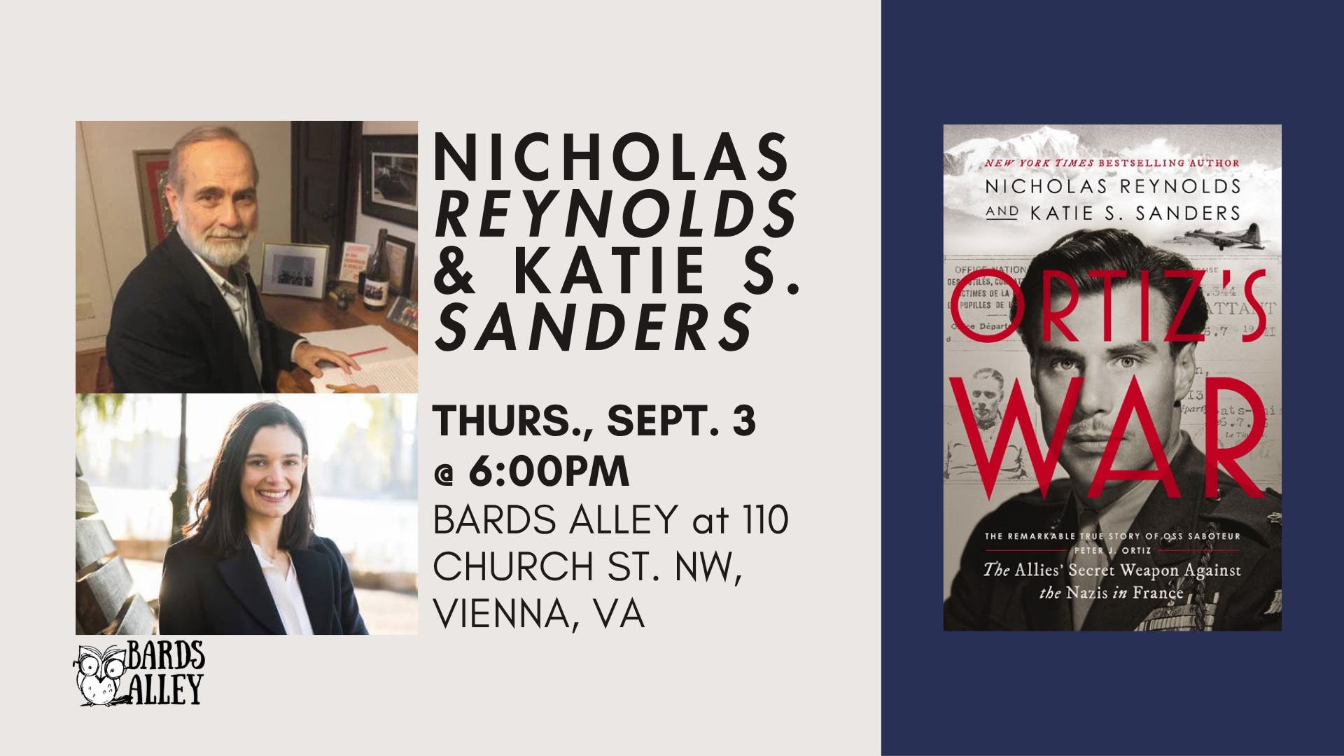 "Ortiz's War" Authors Nicholas Reynolds and Katie S. Sanders at Bards Alley