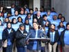 Roxbury Prep High School Founder Shrada Patel speaks during a rally at City Hall in Boston.