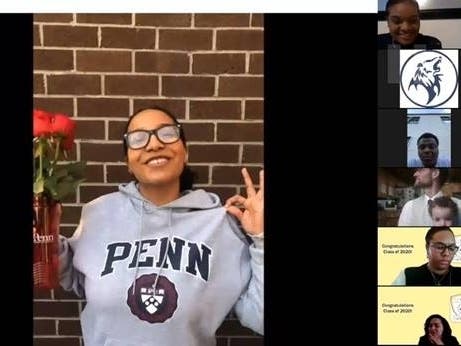 Sheila Pimentel announces that’s she’s going to Penn in a virtual Senior Signing Day. 