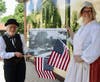  GEHS Historian and Exec. Board member Dan Anderson and President of the GEHS Executive Board Suzanne Carty get in the mood of pioneer folks by wearing authentic clothes from the middle 1800s.  