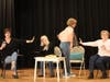The group cringes as Marlafaye threatens to drop trou and show off a scandalous tattoo (from L-to-R: Cara Lee Chamberlain of East Bridgewater, Carol Mirotta of Pembroke, Nancy Haywood Semcken of Plymouth, and Bonnie Gardner of Rockland)