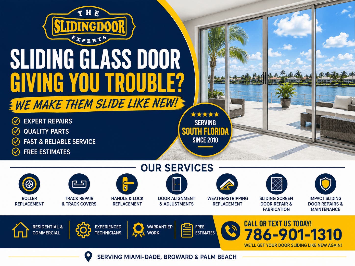 Sliding Glass Door Repair – Rollers, Tracks, Locks & Handles – FREE Estimates