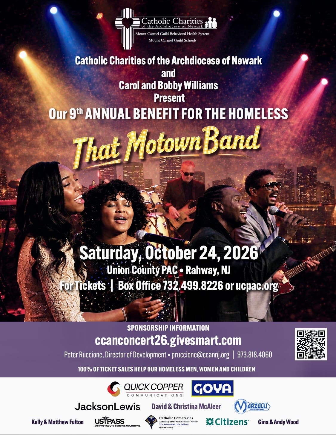 Motown comes to Rahway Oct. 24 to Help Our Homeless in Bergen, Essex, Hudson, and Union Counties.