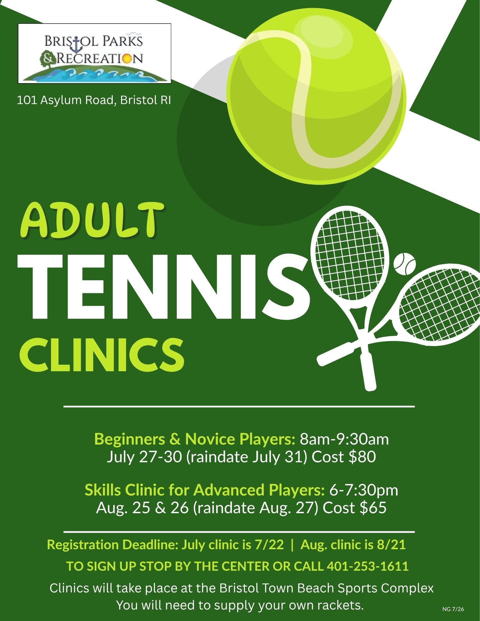 Adult Tennis Clinics (Beginner & Advanced)