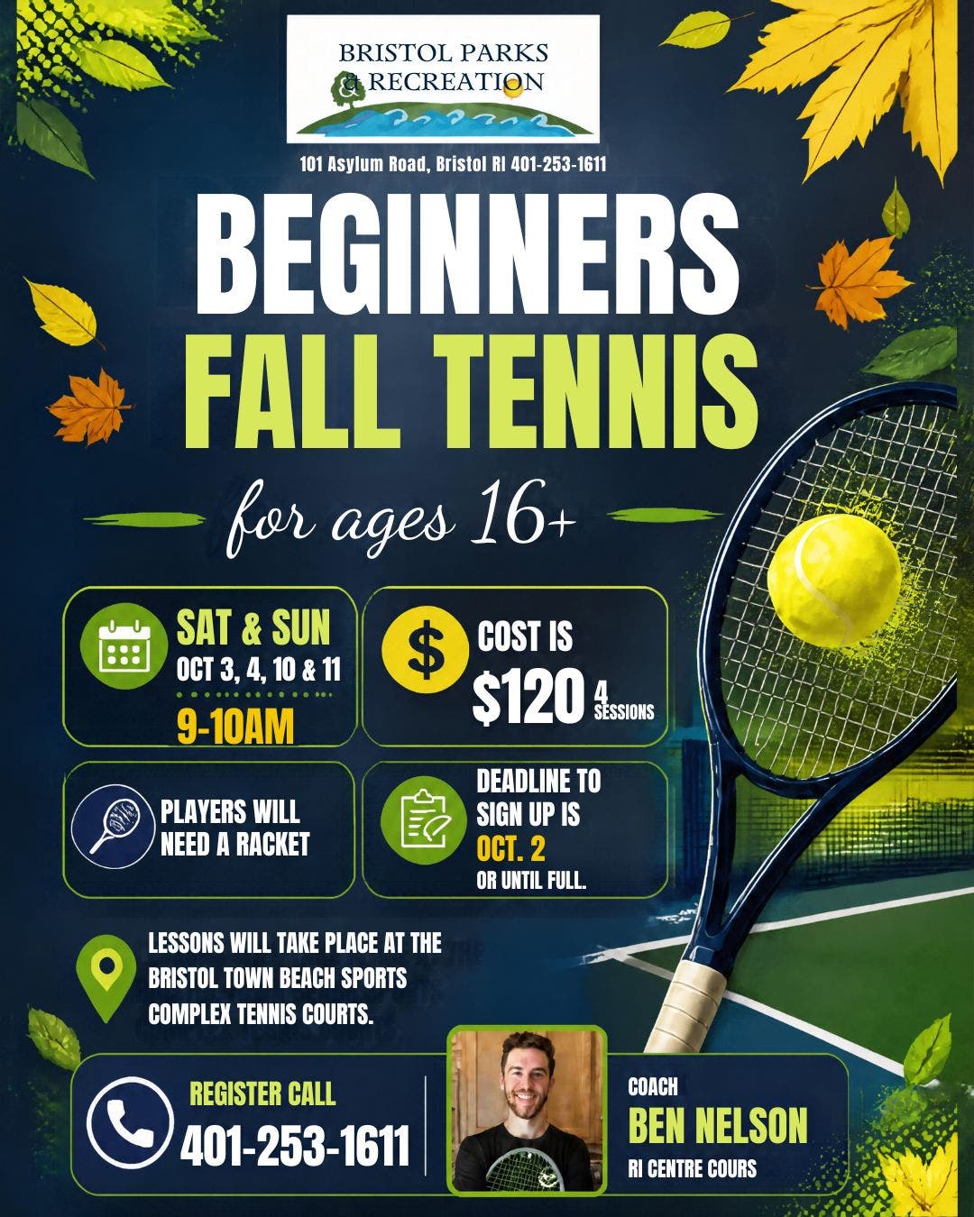 Beginners Fall Tennis Clinic (16+)