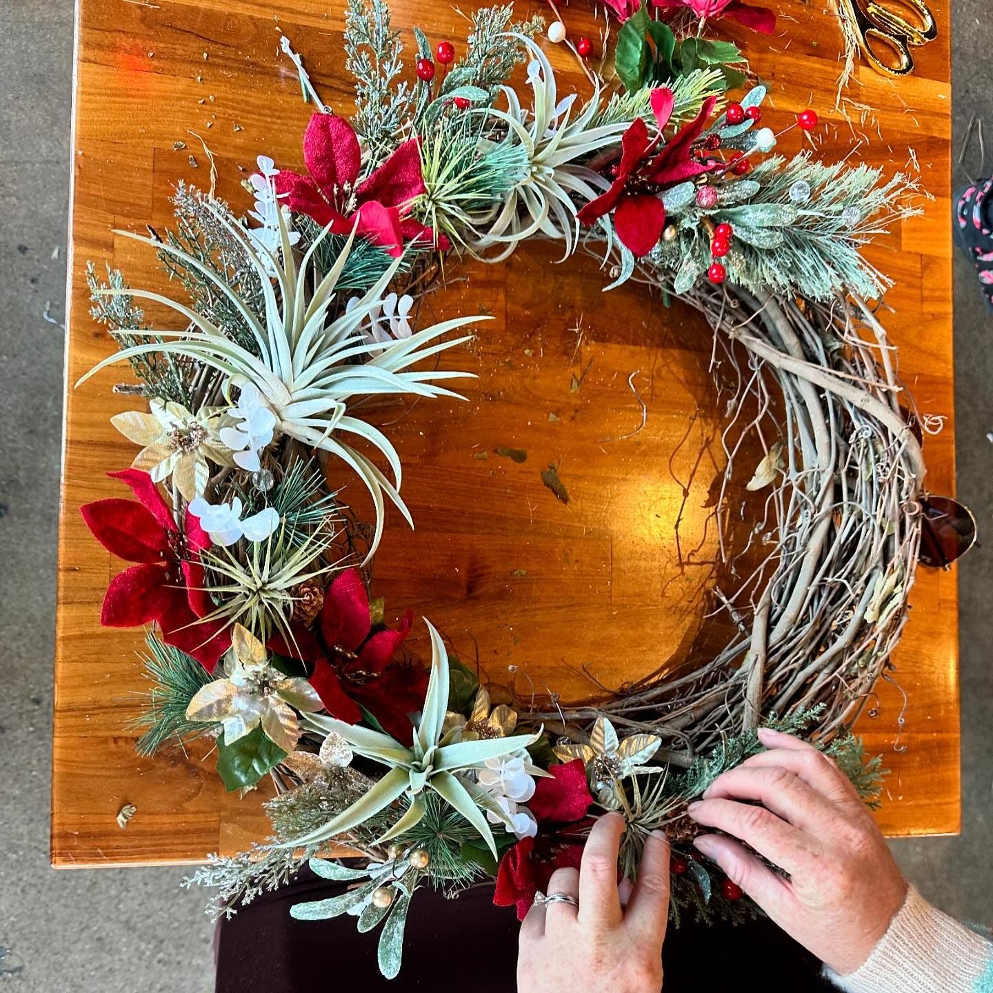 Patchwork Fall or Holiday Air Plant Wreaths Craft Workshop
