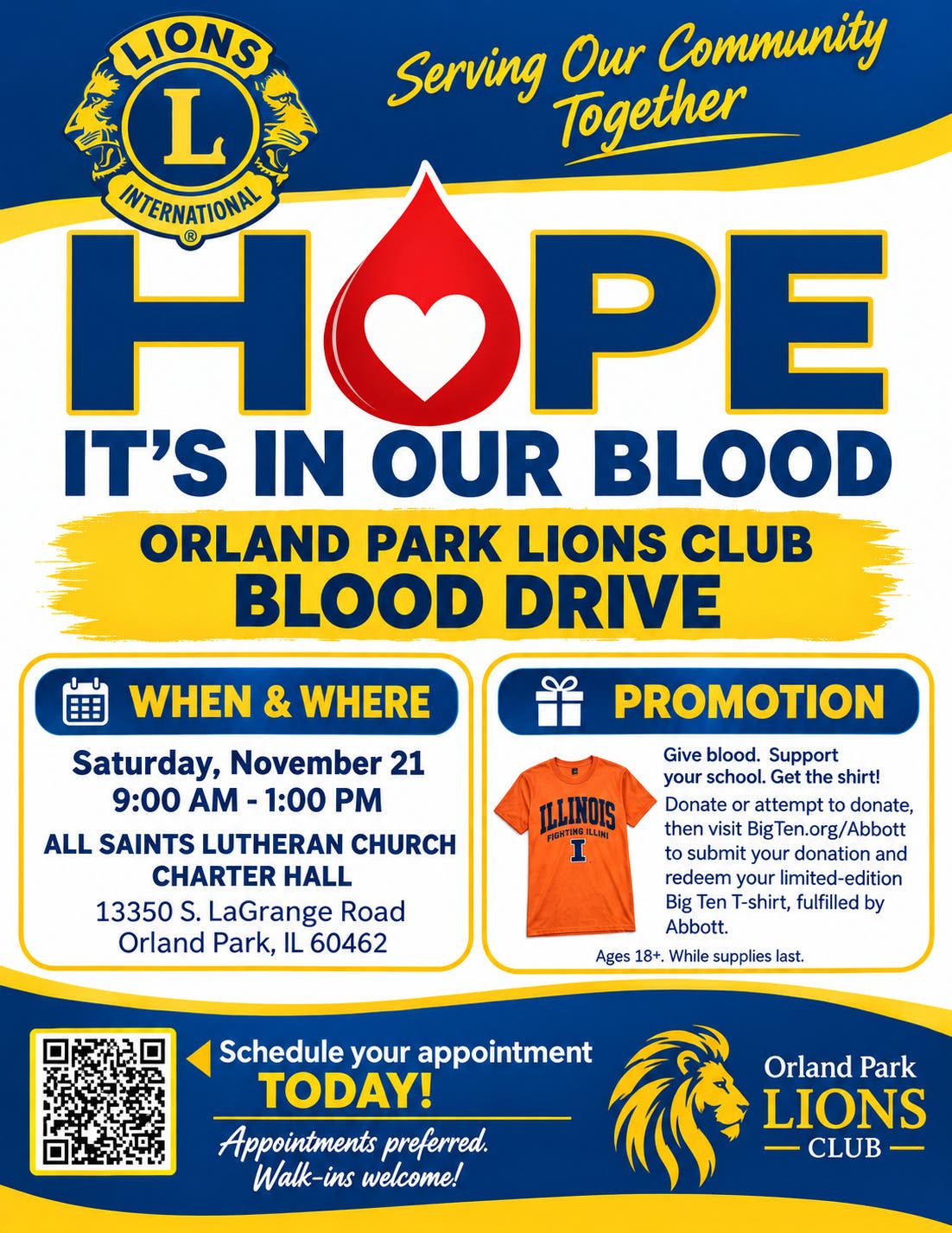 Orland Park Lions Club Community blood drive