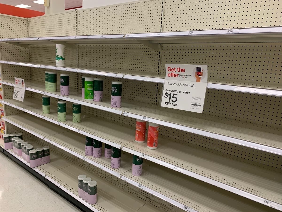 Stores in Atlanta like Target are struggling to keep key items on shelves as customers stock up on sanitizing products and flu medications.