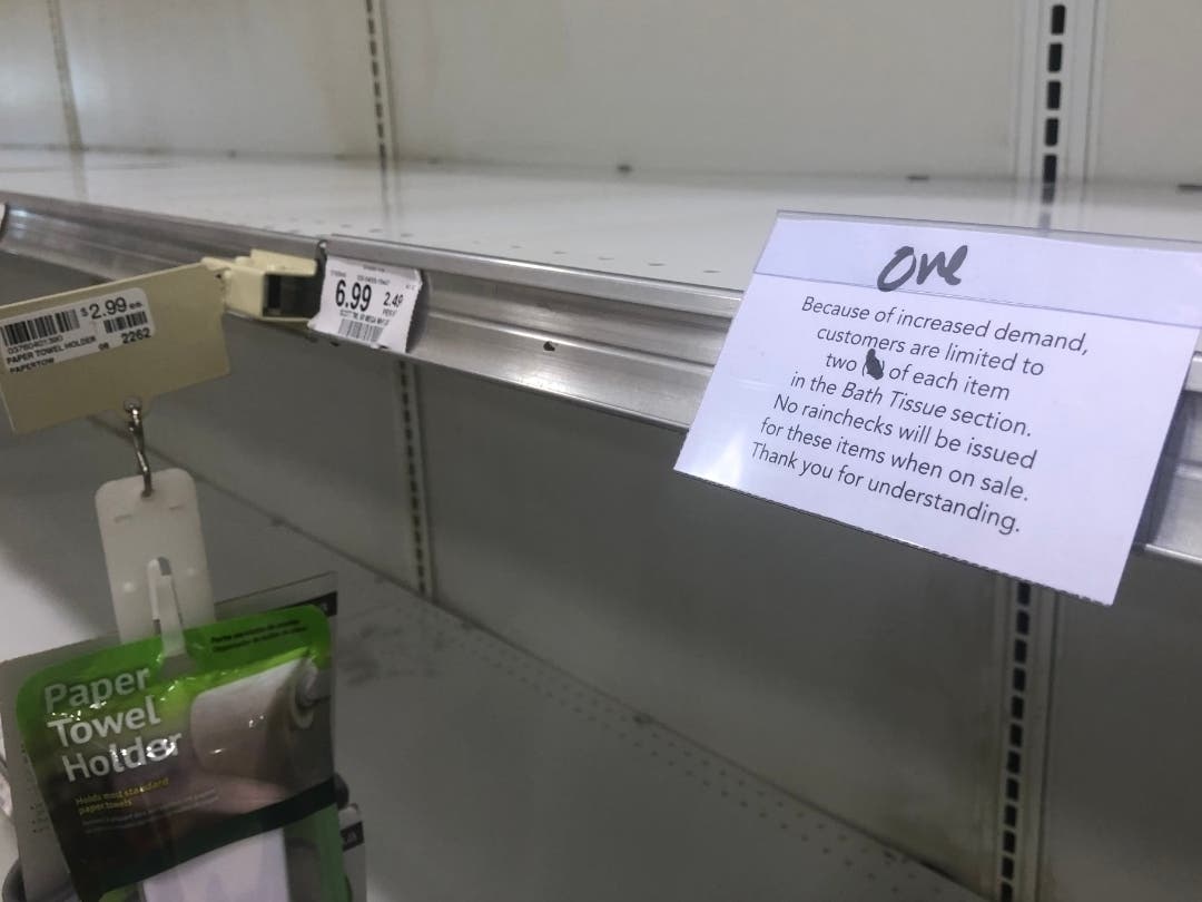 Kroger, like other stores in the Atlanta area, is limiting how many items customers can purchase to prevent hoarding during the coronavirus pandemic.