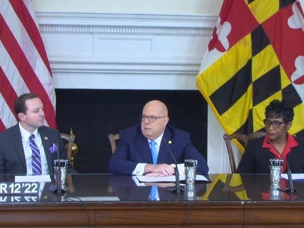 Sitting next to Hogan during a news conference, Senate President Bill Ferguson and House Speaker Adrienne A. Jones acknowledged the bipartisan work from both state Democrats and Republicans.
