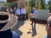 Friends of Ballona Wetlands Executive Director Scott Culbertson spoke to those gathered about the story of the Friends' founding prior to the monument's unveiling