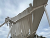 From a front view, the twisted sheet metal of the grandstand is painful. A reminder of the power of the category 3 winds that buffeted North Shore Park on October 10-11, 2024
