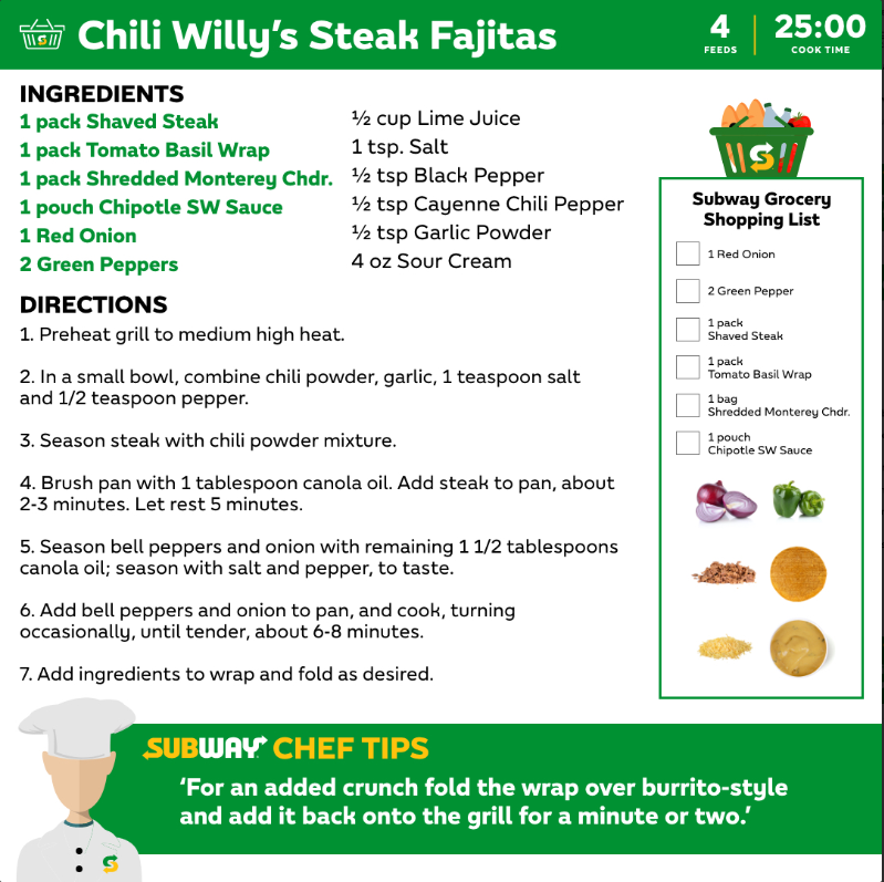Chili Willy's Steak Fajitas