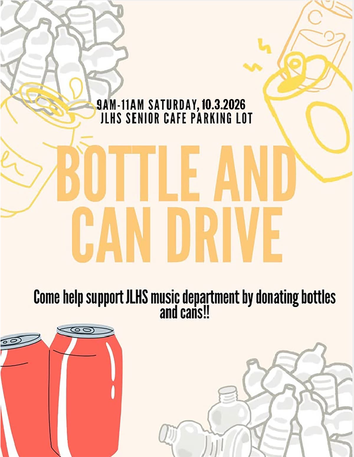 JLHS Music Program Monthly Bottle & Can Drive