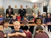 Kindergarten students with Veterans