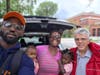 Photo: Derrick Scott, mother Michelle Scott, grandchildren, and Anthony Spalla making a food delivery.